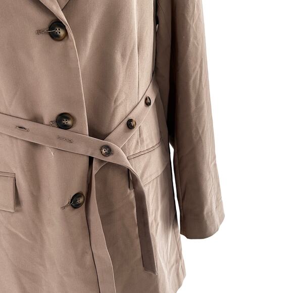 TopShop Belted Jacket Long Blazer 10 NWOT Tan Khaki Jacket Women's Academia Corp - Picture 8 of 9